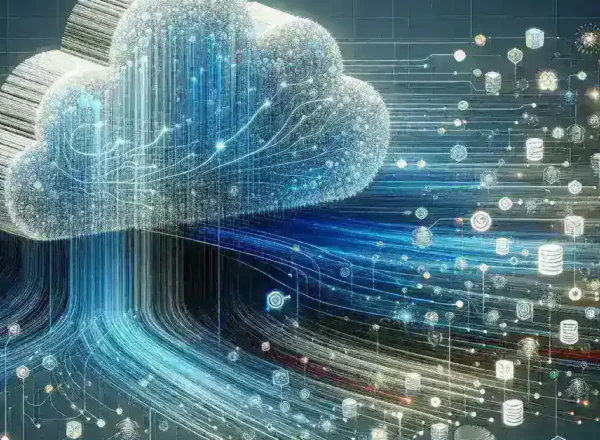 "Illustration of serverless architecture enhancing cloud computing accessibility and scalability, showcasing interconnected cloud services and flexible deployment options."